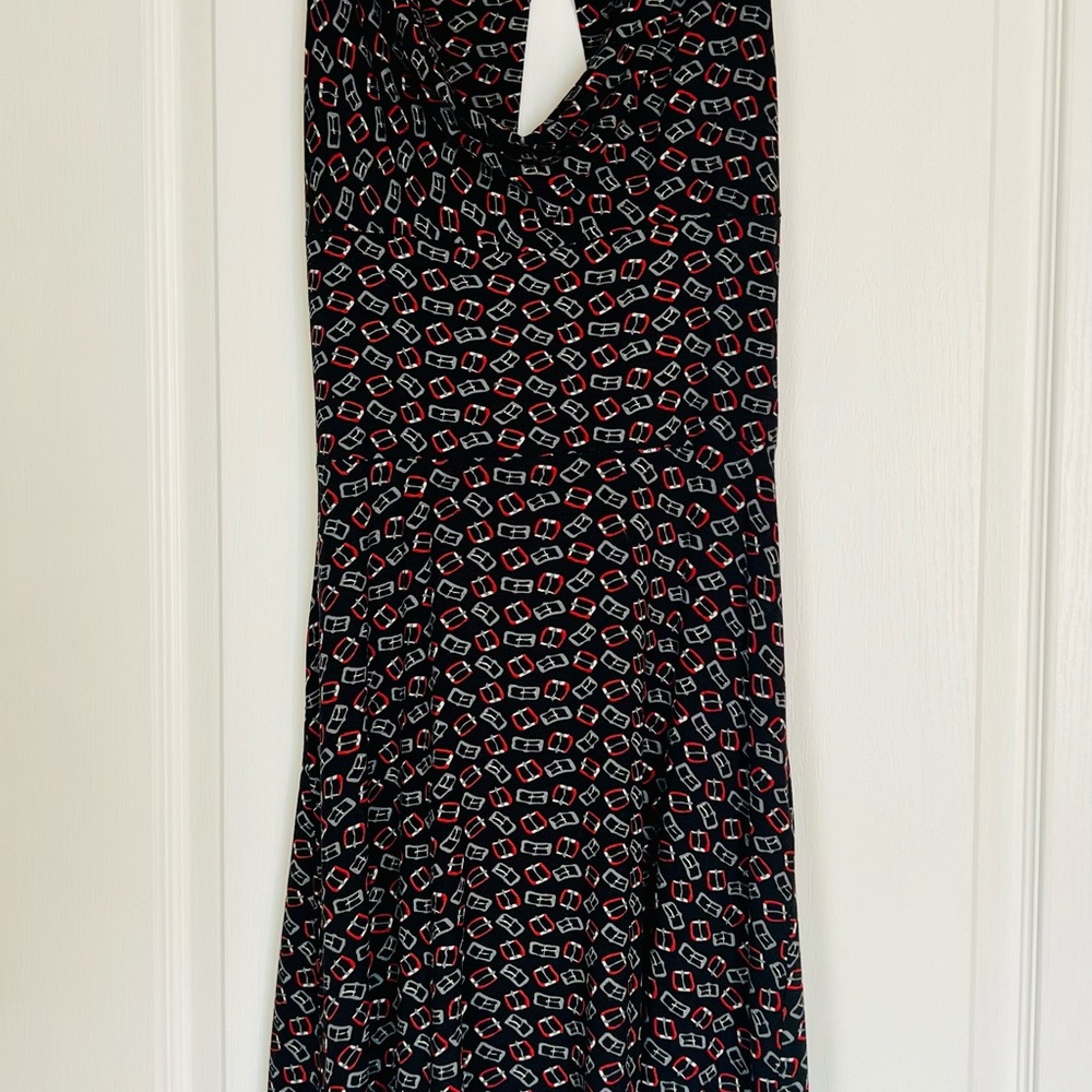 Elegant Black Geometric Print Dress